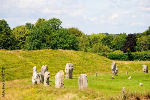 Avebury Neolithic henge monument constructed over several hundred years in the 3rd BC, during the Neolithic, or New Stone Age around the village of Avebury in Wiltshire, in southwest England, UK