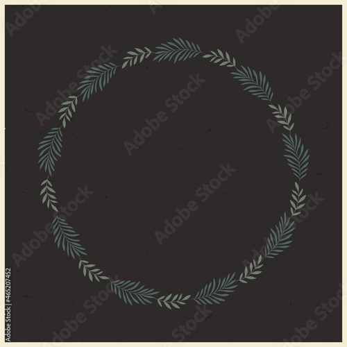 Hand drawn illustration of isolated Christmas wreath. Traditional holiday botanical decoration, season greetings card template. Winter foliage, floral background
