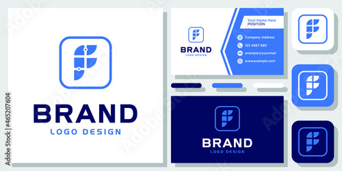 Initial Letter F Monogram Technology Digital Network Dot Connection logo design inspiration with Layout Template Business Card