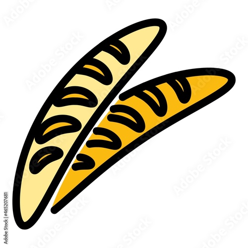 French baguette icon. Outline french baguette vector icon color flat isolated