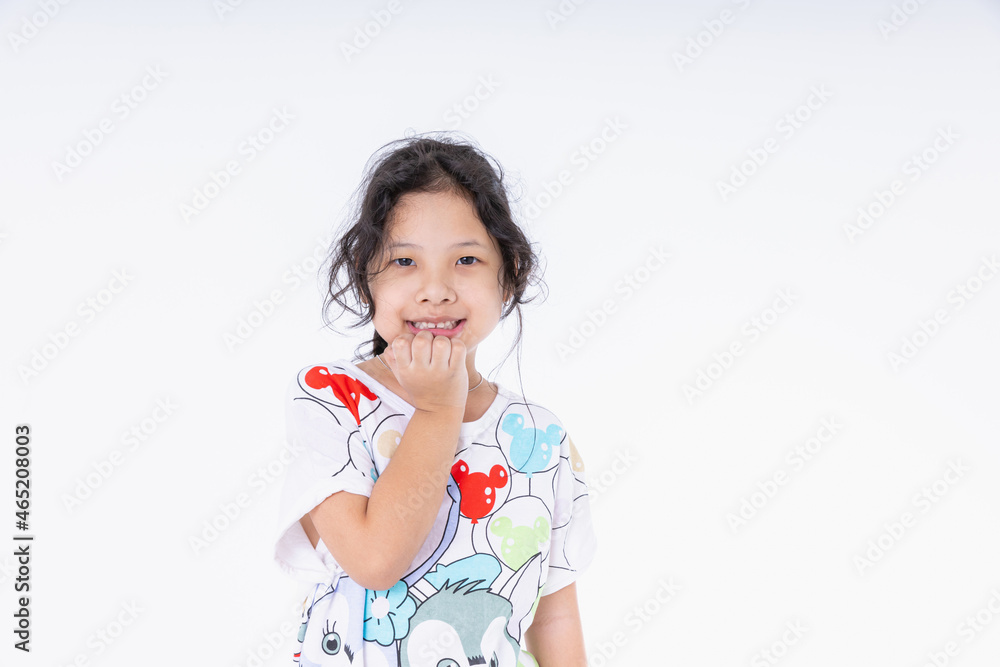 Portrait Asian kid girl she nice attractive lovely sweet cute attractive healthy isolated on white background in studio shot with copy space. Portrait Asian kid girl she nice attractive lovely sweet cute attractive healthy isolated on white background in studio shot with copy space.