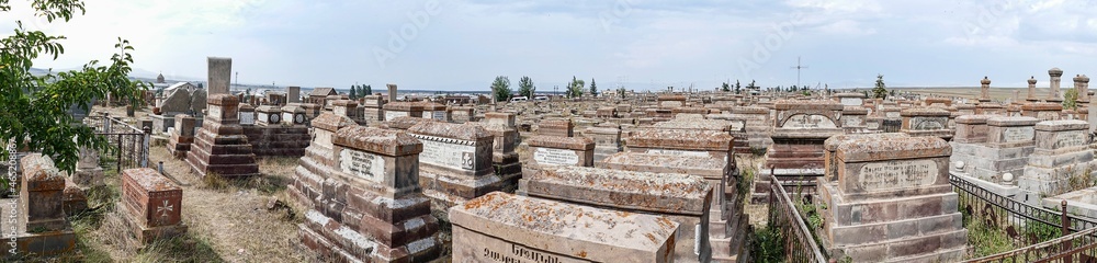 historical khachkar cemetery noratus in armenia