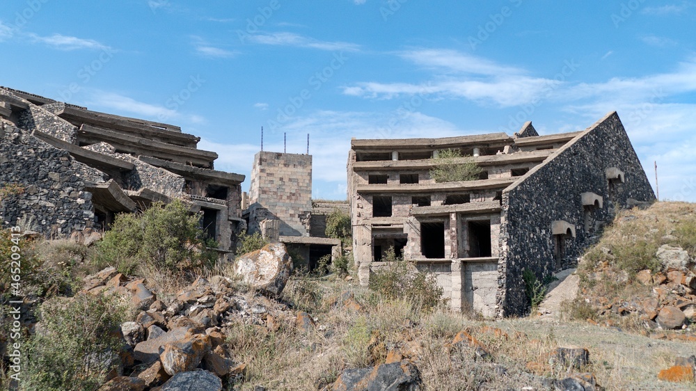 ruin of an unfinished hotelin armenia