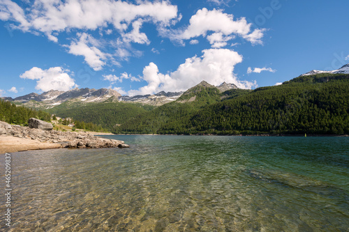 mountain on Ceresole Reale lake in Piedmont in Italy