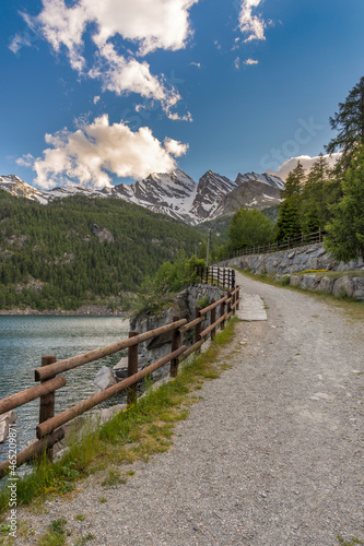 mountain on Ceresole Reale lake in Piedmont in Italy