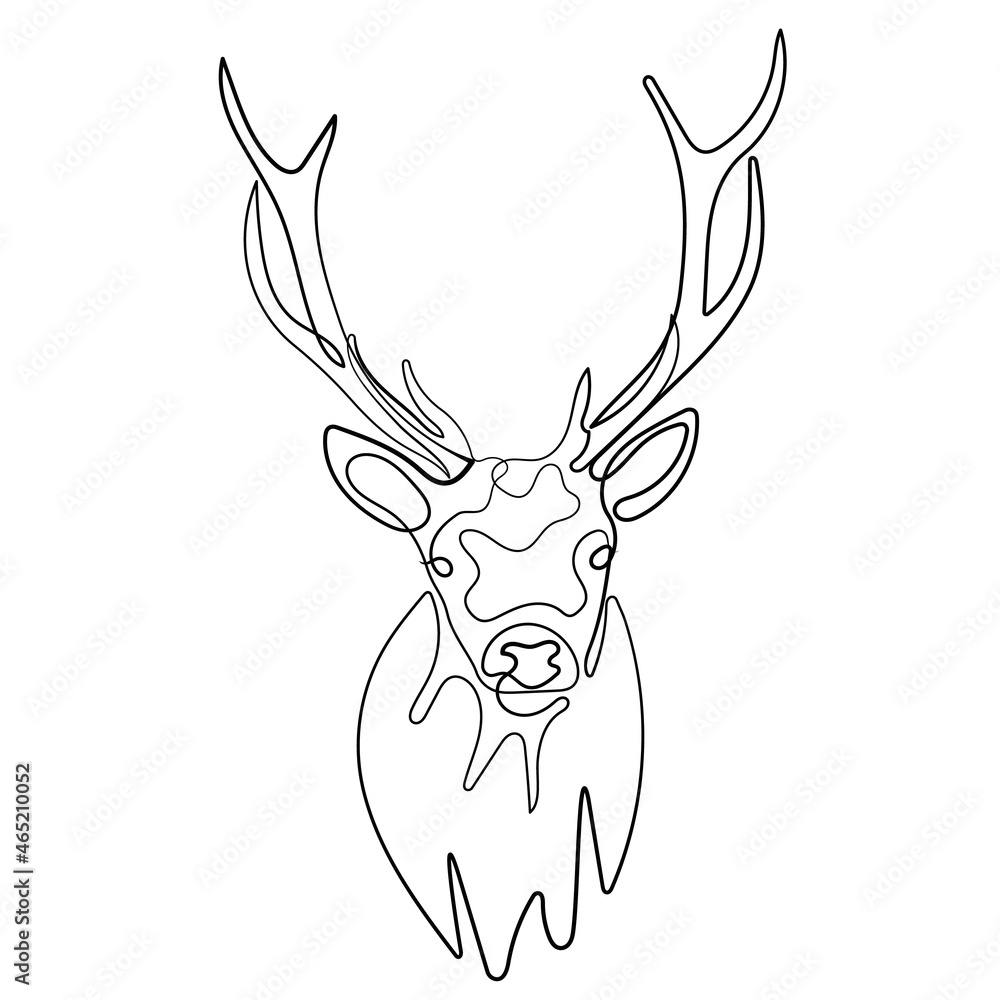 Deer With Long Horns Isolated on white background vector illustration. Deer Logo. Deer Trophy With Large Horns. Best for background, tatto, logo identity. Deer With Long Horns Isolated on white background vector illustration. Deer Logo. Deer Trophy With Large Horns. Best for background, tatto, logo identity.