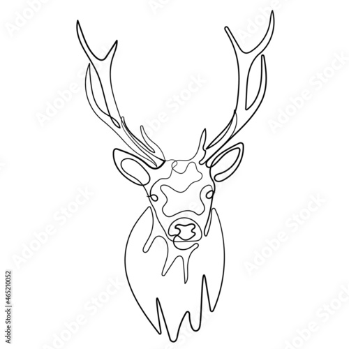 Deer With Long Horns Isolated on white background vector illustration. Deer Logo. Deer Trophy With Large Horns. Best for background  tatto  logo identity.