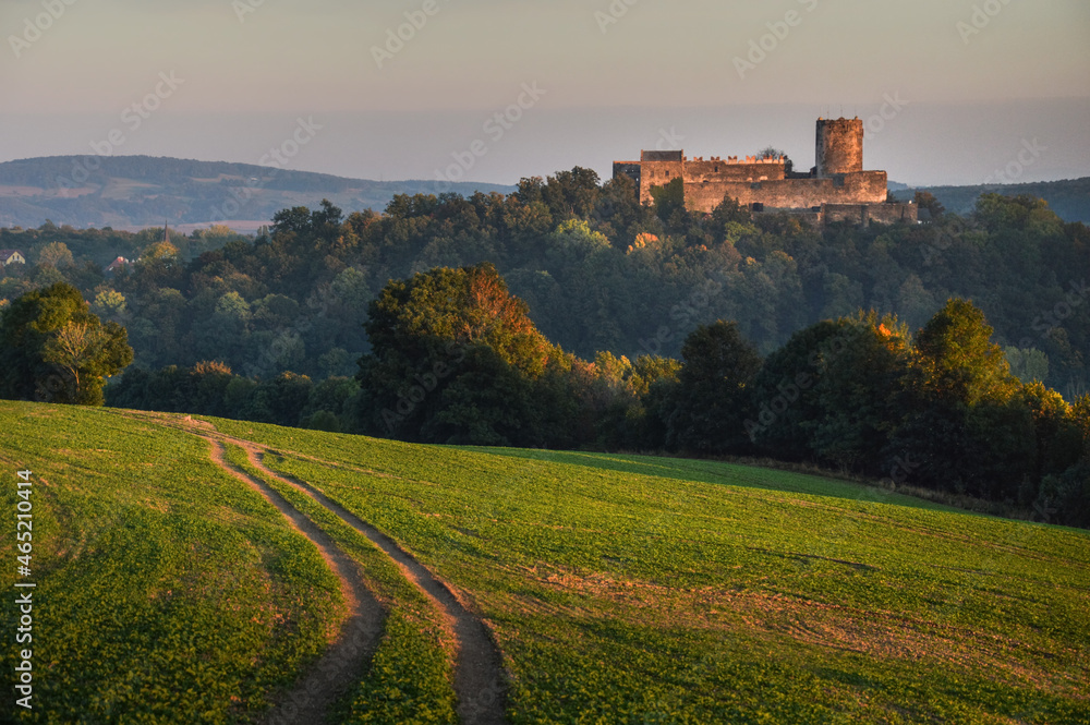 Bolkow Castle in autumn scenery, Lower Silesia, Poland