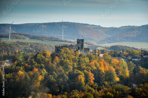Obraz na płótnie Bolkow Castle in autumn scenery, Lower Silesia, Poland w salonie
