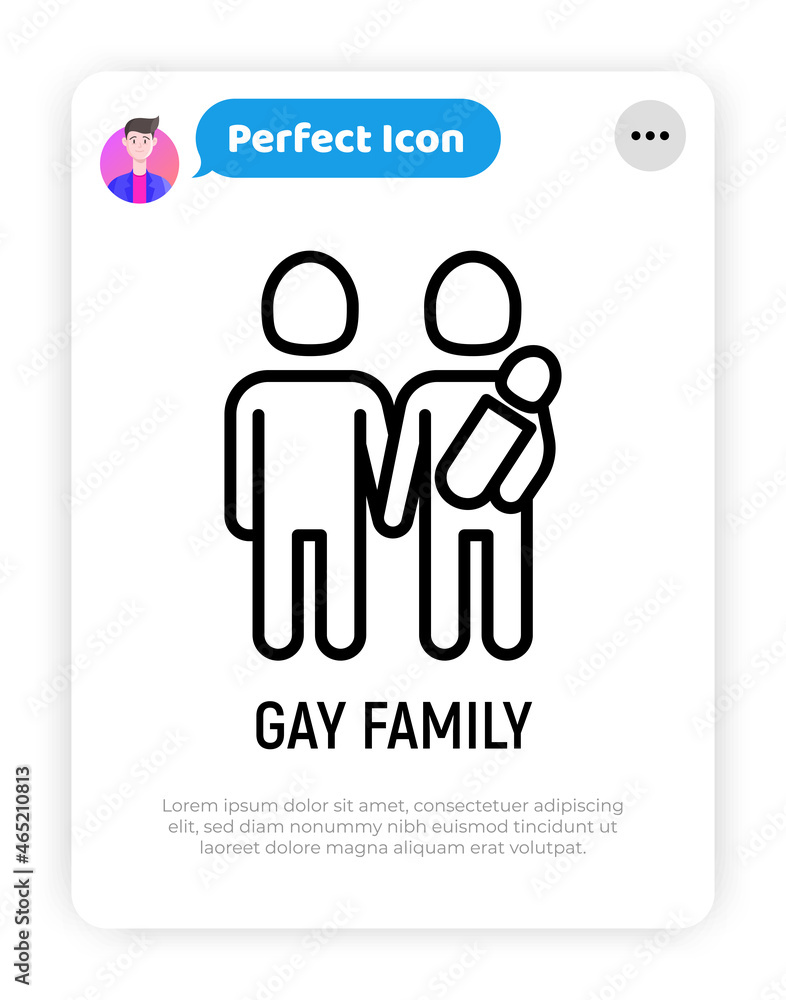 Homosexual family with newborn thin line icon. Modern vector illsutration. Homosexual family with newborn thin line icon. Modern vector illsutration.