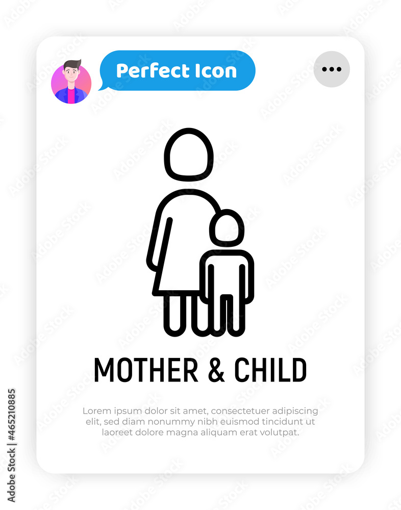 Single mother and child thin line icon. Modern vector illustration. Single mother and child thin line icon. Modern vector illustration.