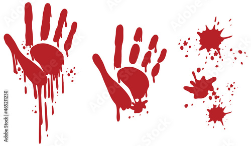 Bloody hand print on white background