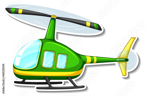 Helicopter cartoon sticker on white background