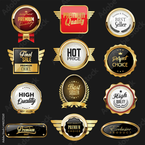 Gold and black sale labels retro vintage design collection
