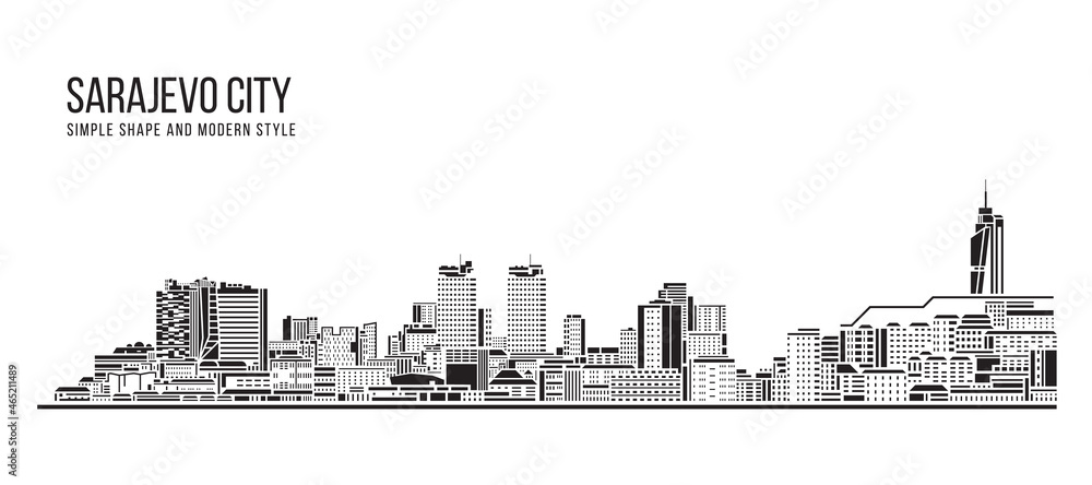 Cityscape Building Abstract Simple shape and modern style art Vector design - Sarajevo city