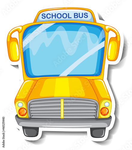 School bus cartoon sticker on white background