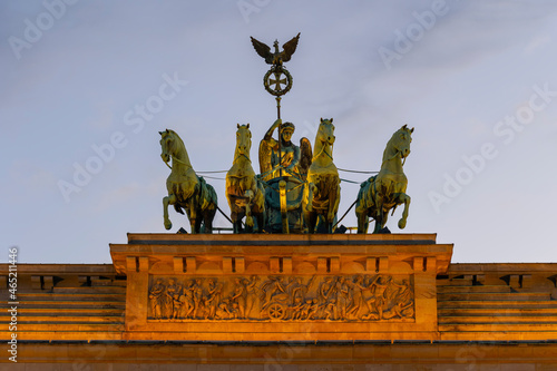 Germany, Berlin, Brandenburg Gate quadriga at dusk photo