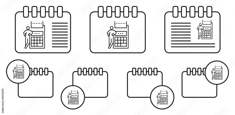 Business calculator vector icon in calender set illustration for ui and ux, website or mobile application Business calculator vector icon in calender set illustration for ui and ux, website or mobile application