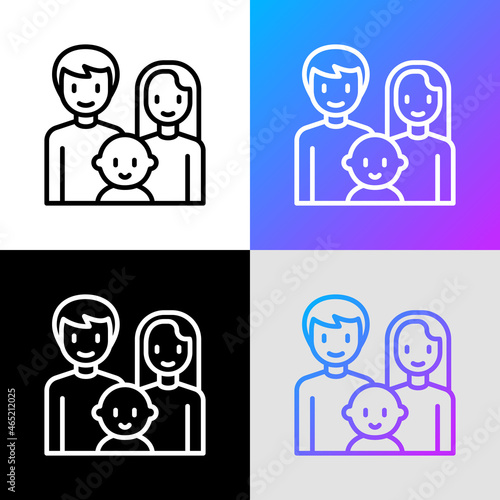 Custody thin line icon, happy family with baby. Modern vector illustration of child adoption.