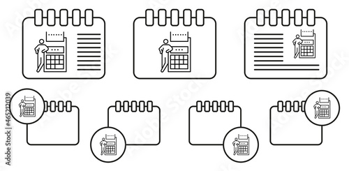 Business calculator vector icon in calender set illustration for ui and ux, website or mobile application