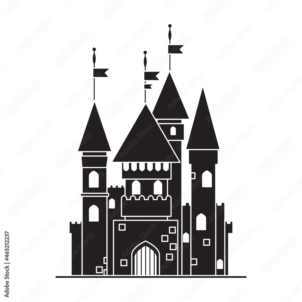 Medieval castle vector icon.Black vector icon isolated on white background medieval castle.