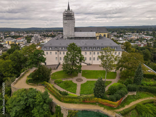 Drone view at the abbey of Siegburg in Germany photo