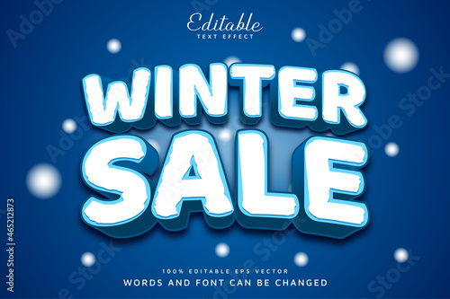 Winter Sale 3D Editable Text Effect Eps Vector