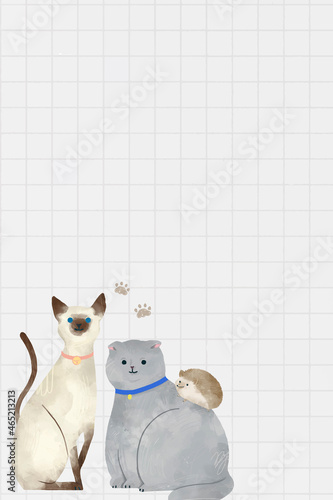 Cat background vector with cute siamese and scottish fold illustrations