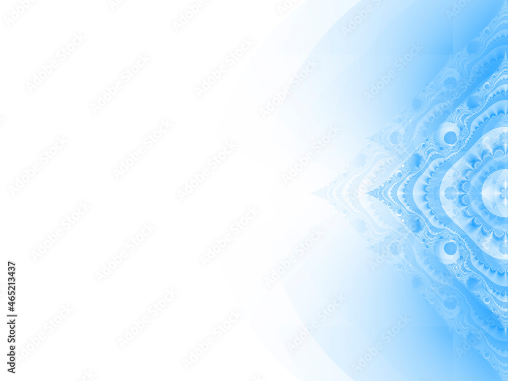 Abstract blue fractal background with a drawing on the right on colored paper Abstract blue fractal background with a drawing on the right on colored paper