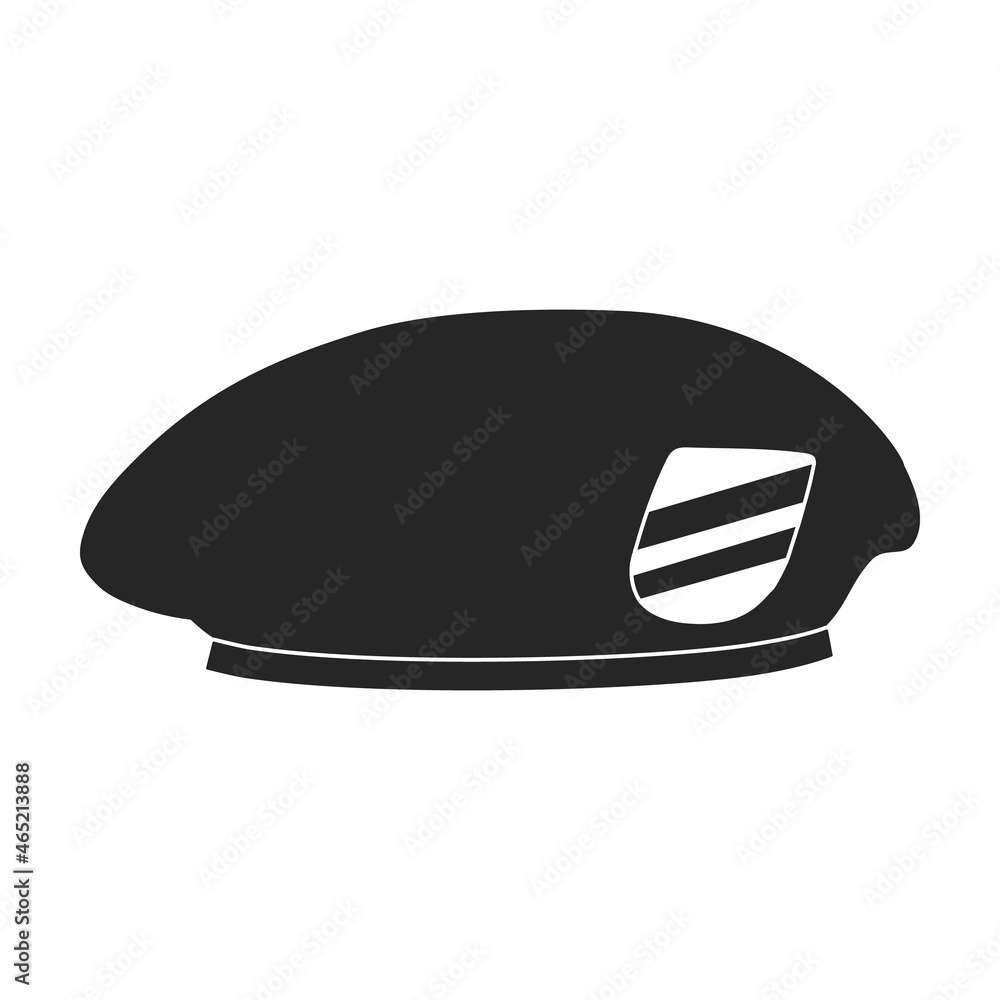 Beret of military vector black icon. Vector illustration beret of military on white background. Isolated black illustration icon of hat army . Beret of military vector black icon. Vector illustration beret of military on white background. Isolated black illustration icon of hat army .