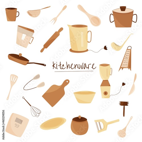 kitchenware. set of kitchen tools. vector illustration