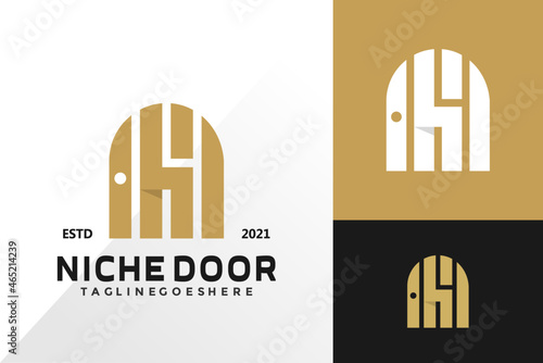 Luxury niche door vintage logo and icon design vector concept for template