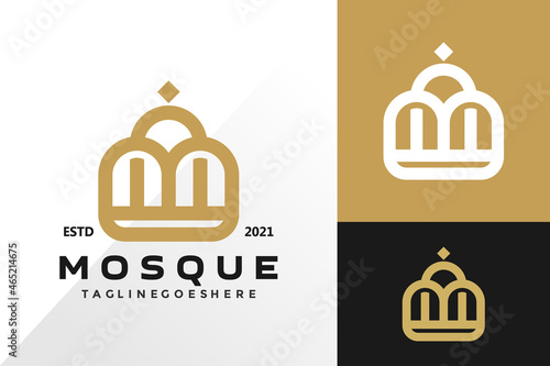 Luxury mosque logo and icon design vector concept for template