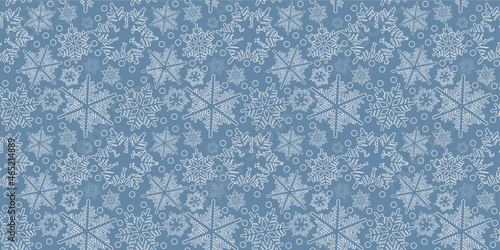 Winter snowflakes pattern background. Blue seamless snowflake pattern. Perfect for fabric, wallpaper, background, wrapping paper, craft, texture, book cover and others.