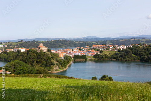 Panoramic view of San Vicente de la Barquera, Cantabria, Spain.