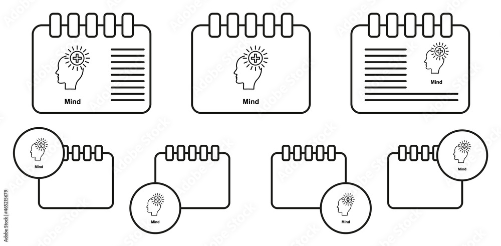 Plus, health, brain vector icon in calender set illustration for ui and ux, website or mobile application