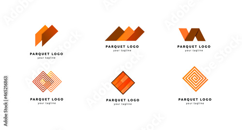 Vector set of logos of wooden floors and coverings. Vector logo design templates