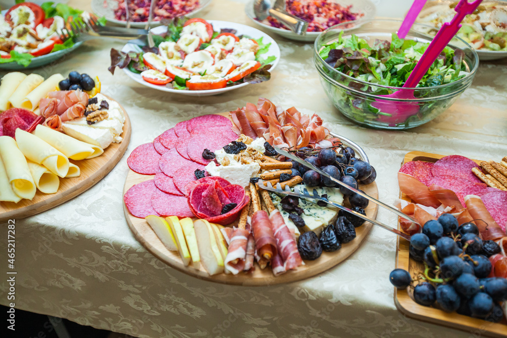 Tasty Snacks. Catering Food Event Table. Delicious Appetizer In Restaurant