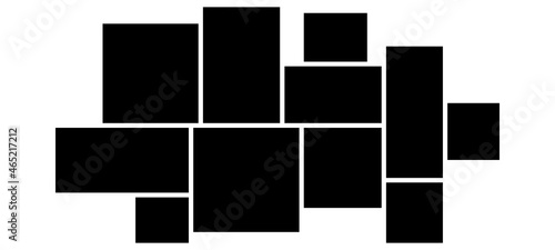 Photo frames. Blank photo collage template made of many parts.