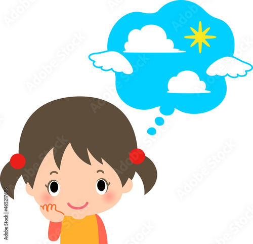 空想している笑顔の女の子