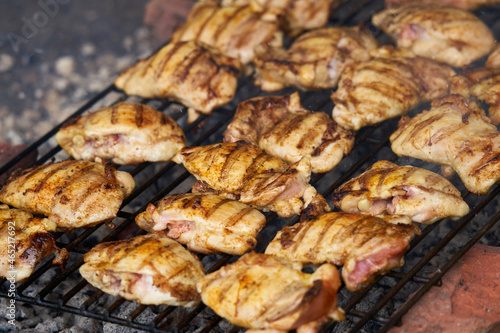 Chicken thighs on the grill