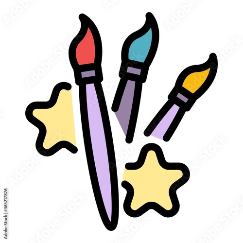 French paintbrushes icon. Outline french paintbrushes vector icon color flat isolated