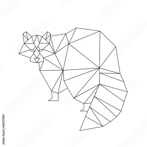 Vector polygonal origami black and white geometric bear, isolated on white background