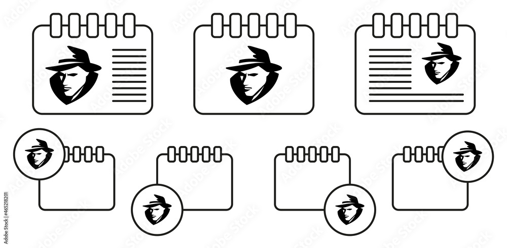 Detective black and white vector icon in calender set illustration for ui and ux, website or mobile application Detective black and white vector icon in calender set illustration for ui and ux, website or mobile application