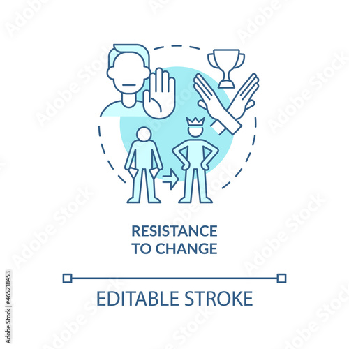 Resistance to change blue concept icon. Unwillingness to transform life abstract idea thin line illustration. Happiness mindset obstacle. Vector isolated outline color drawing. Editable stroke