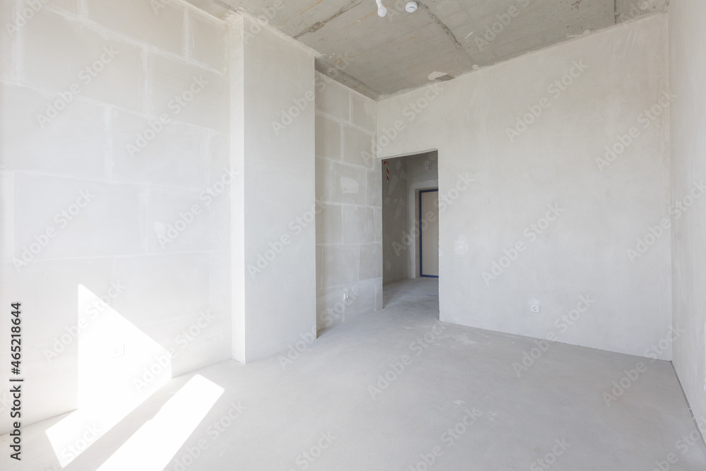 interior of the apartment without decoration in gray colors interior of the apartment without decoration in gray colors