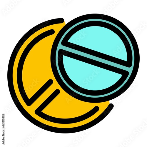 Aspirin pill icon. Outline aspirin pill vector icon color flat isolated