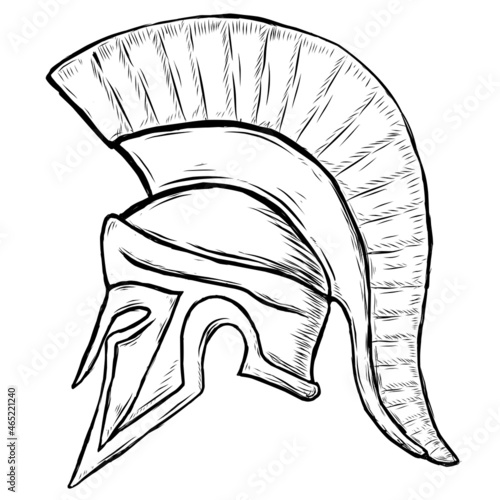 An illustration of Spartan roman greek trojan or gladiator helmet 