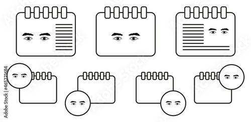 Realistic man eyes black and white vector icon in calender set illustration for ui and ux, website or mobile application