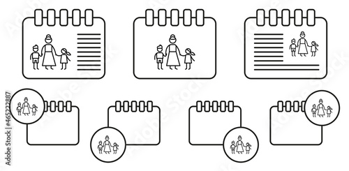 Mother, children vector icon in calender set illustration for ui and ux, website or mobile application